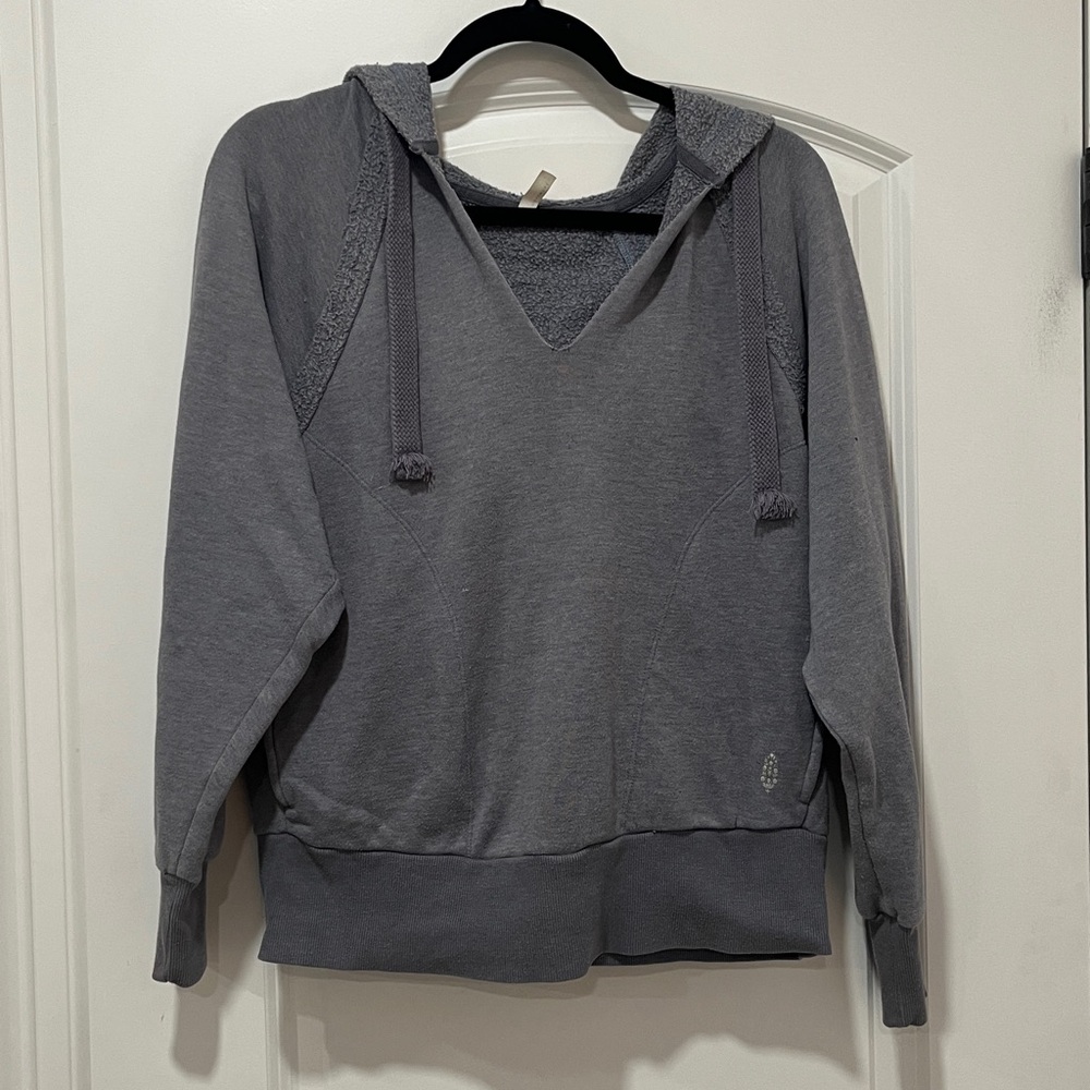 free people movement blue boucle hoodie